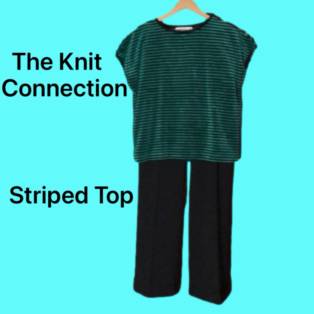 Soft Green/Black Striped Velvet Top by Russ (M)